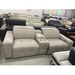 Haigan 3 Pc. Leather Sectional with 2 Power Recliners and Console