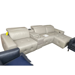 Haigan 3 Pc. Leather Sectional with 2 Power Recliners, Console, and Chaise