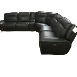 Summerbridge 8-Pc. Leather Sectional Sofa with 3 Power Recliners, Power Headrests, and USB Console