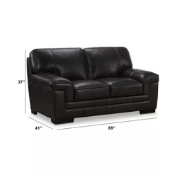 Myars Charcoal Leather Loveseat